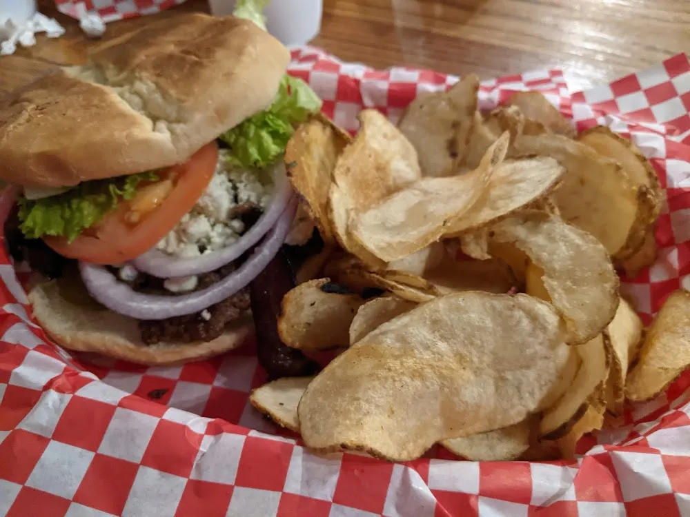 Blackout Burger and Homemade Chips